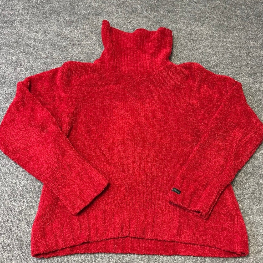 Columbia Sweater Womens Size M Red Turtleneck Long Sleeve Soft Chenille Texture